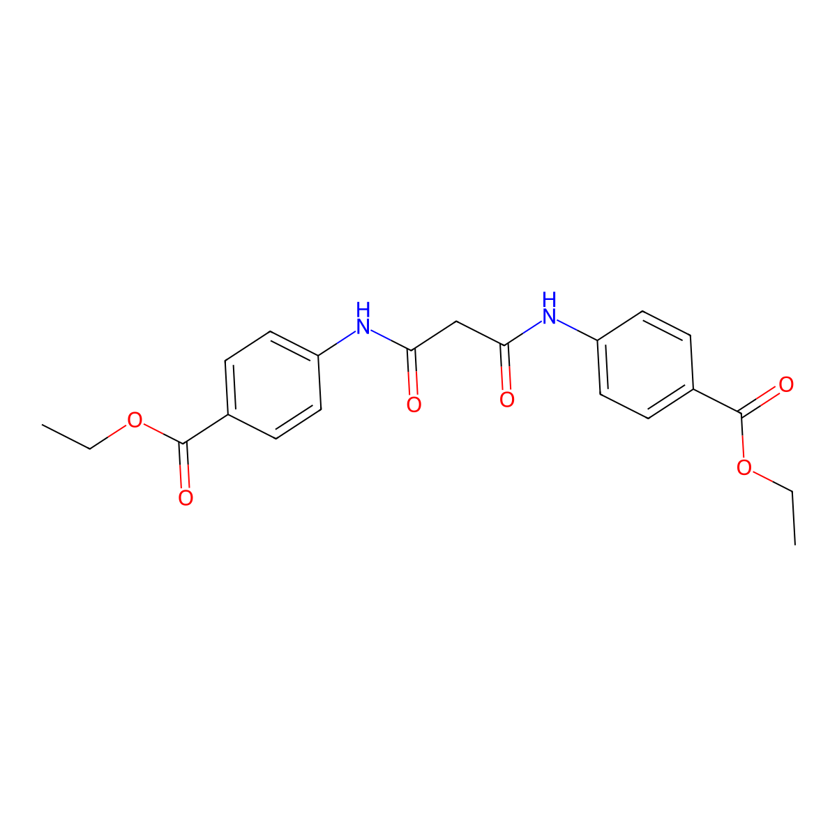 Diethyl 4,4'-[(1,3-dioxopropane-1,3-diyl)diimino]dibenzoate molecular structure, CAS 19288-86-9
