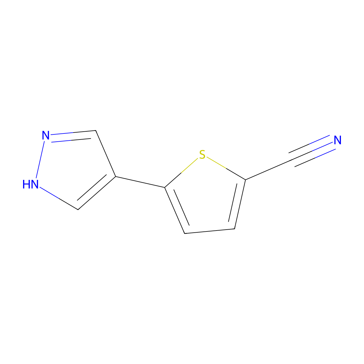 5-(1H-pyrazol-4-yl)thiophene-2-carbonitrile molecular structure, CAS 1928821-46-8