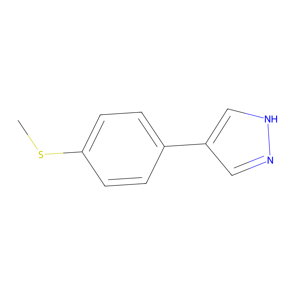 4-[4-(methylsulfanyl)phenyl]-1H-pyrazole molecular structure, CAS 1928831-10-0