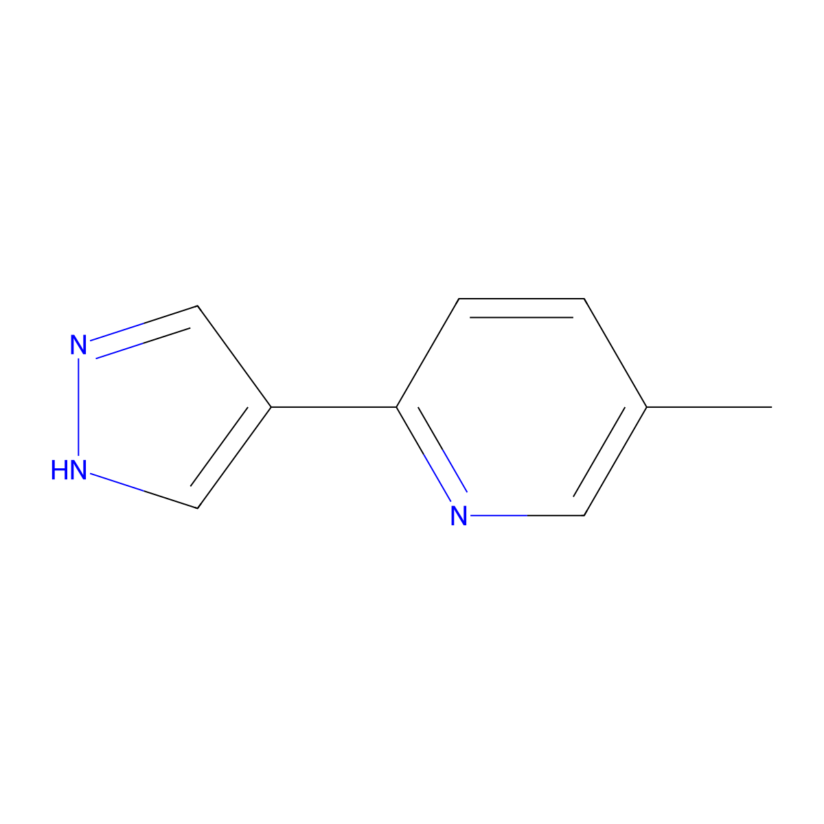 5-methyl-2-(1H-pyrazol-4-yl)pyridine molecular structure, CAS 1928834-20-1