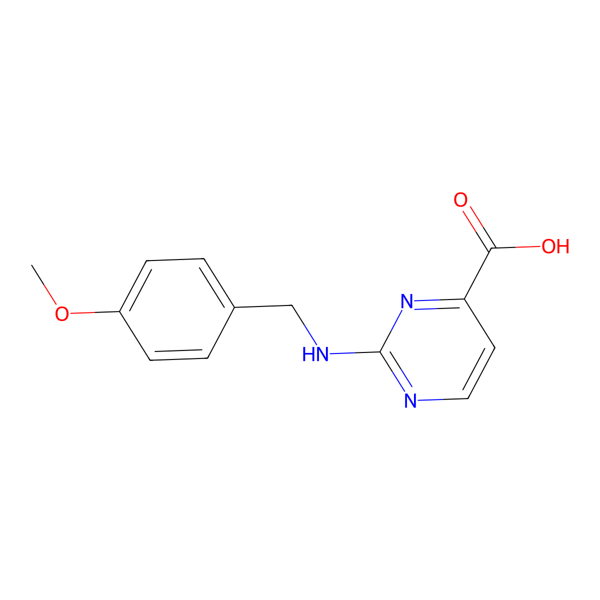 2-{[(4-Methoxyphenyl)methyl]amino}pyrimidine-4-carboxylic acid molecular structure, CAS 1928983-16-7
