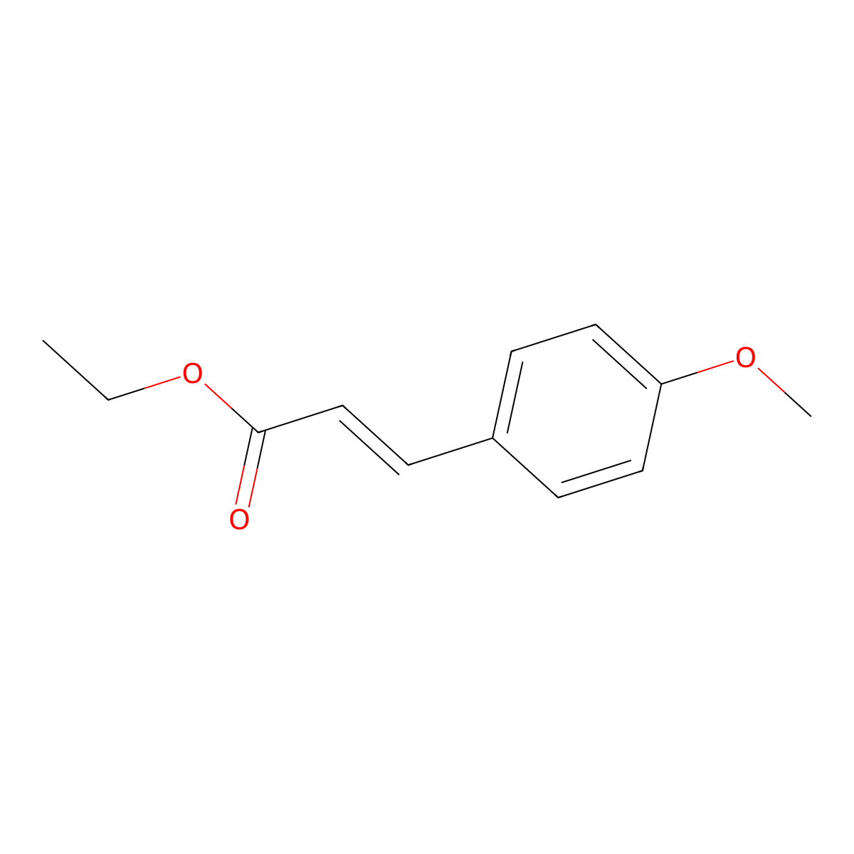 Ethyl methoxycinnamate molecular structure, CAS 1929-30-2