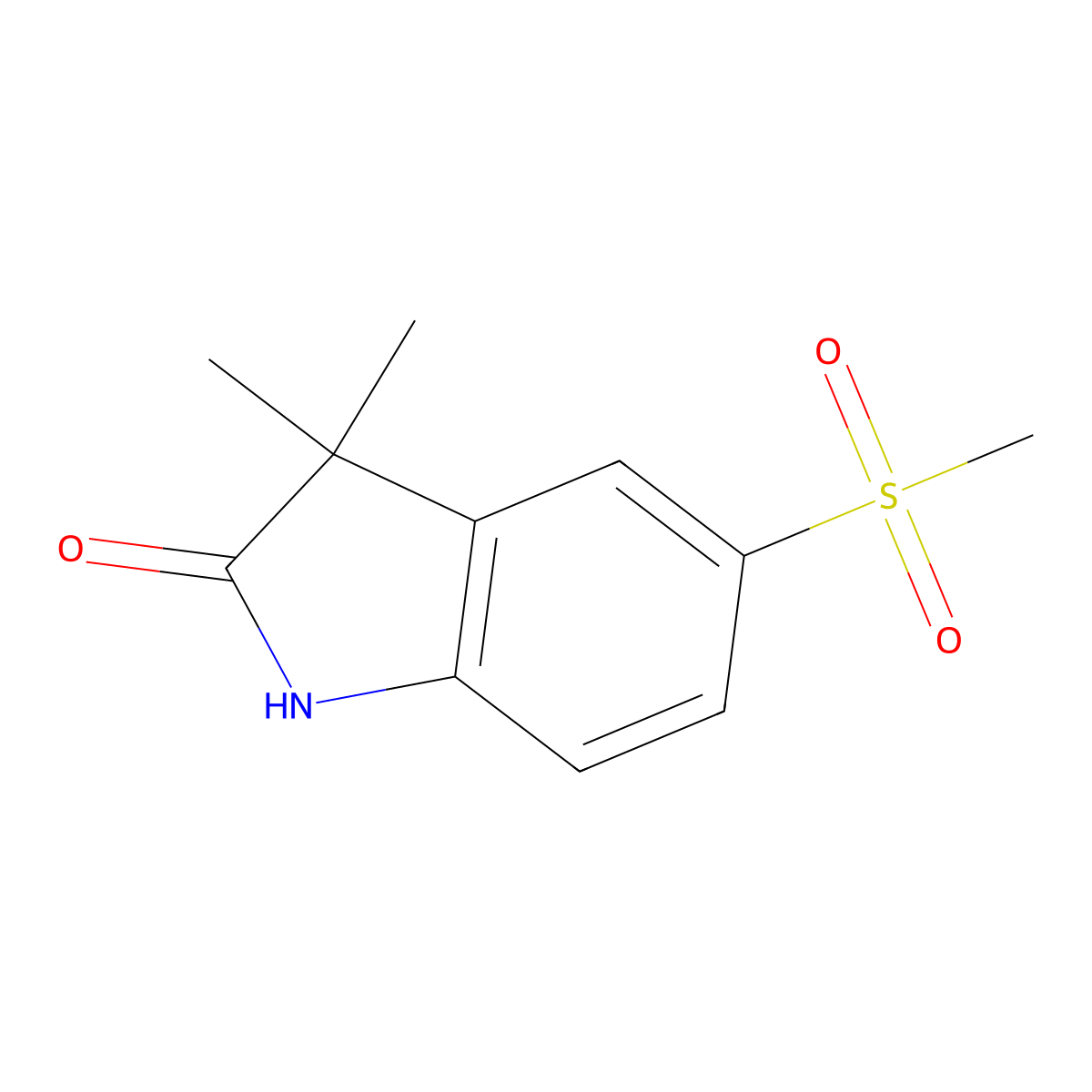 3,3-Dimethyl-5-(methylsulfonyl)indolin-2-one molecular structure, CAS 192928-29-3