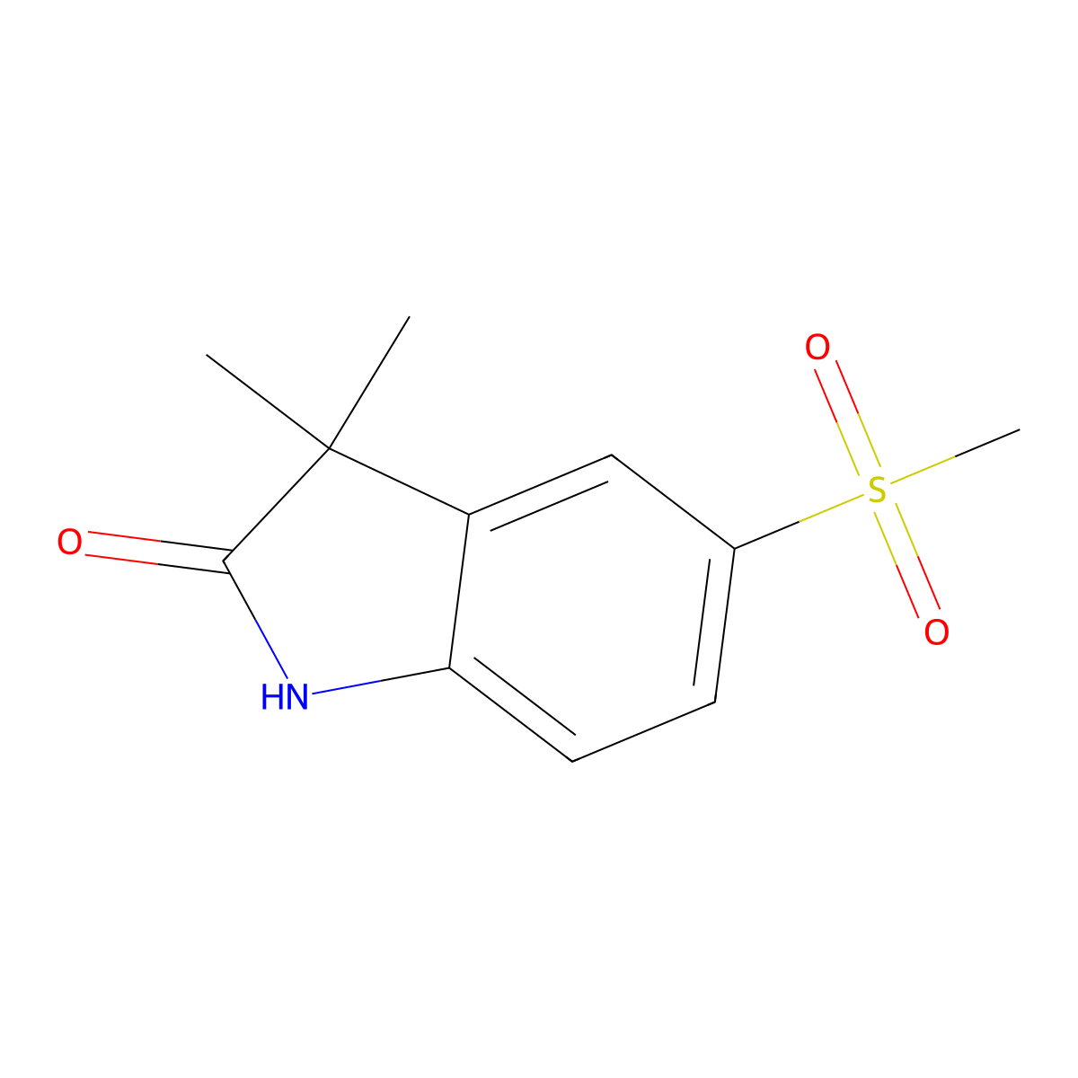 3,3-Dimethyl-5-(methylsulfonyl)indolin-2-one molecular structure, CAS 192928-29-3