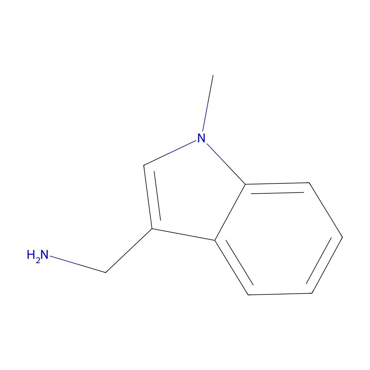 1-Methyl-1H-indole-3-methanamine molecular structure, CAS 19293-60-8