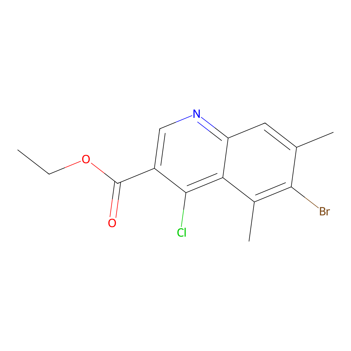 Ethyl 6-bromo-4-chloro-5,7-dimethylquinoline-3-carboxylate molecular structure, CAS 1929360-80-4