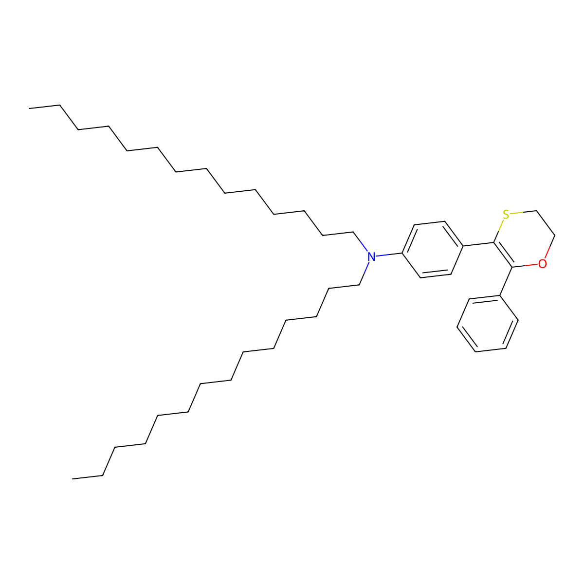 4-(2-phenyl-5,6-dihydro-1,4-oxathiin-3-yl)-N,N-ditetradecylaniline molecular structure, CAS 192937-52-3