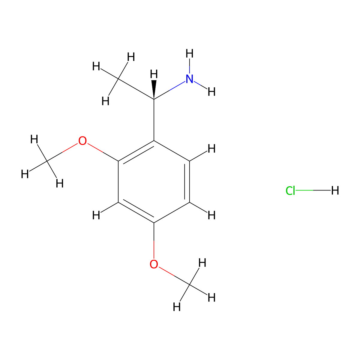 (1S)-1-(2,4-dimethoxyphenyl)ethan-1-amine hydrochloride molecular structure, CAS 1929526-23-7