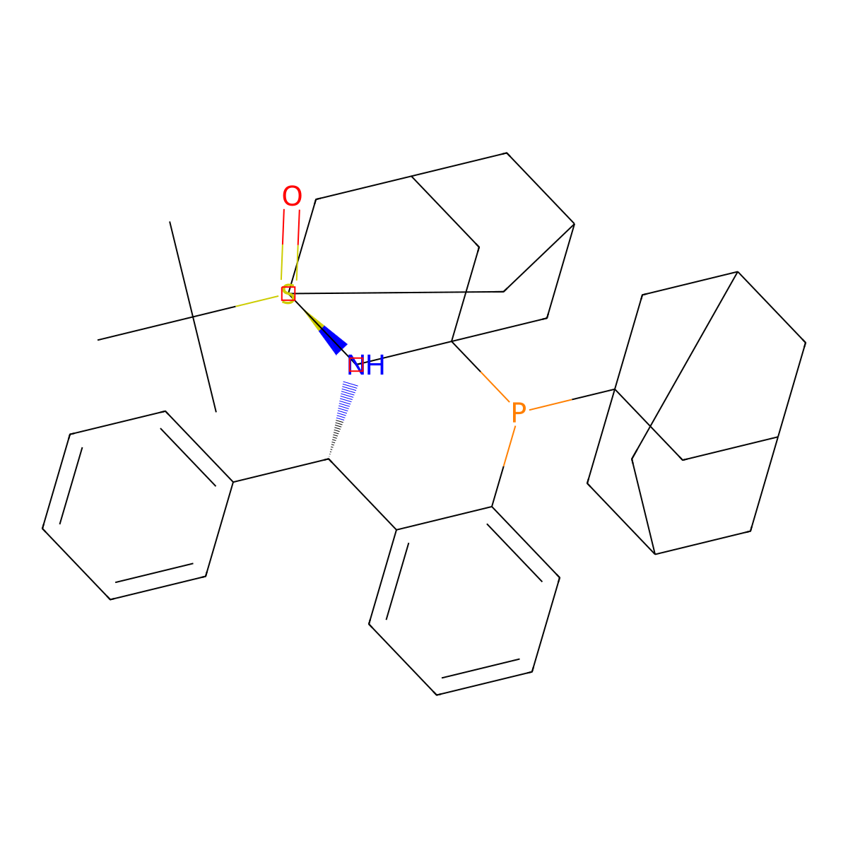 (R)-N-((S)-(2-(Di(adamantan-1-yl)phosphino)phenyl)(phenyl)methyl)-2-methylpropane-2-sulfinamide molecular structure, CAS 1929530-55-1
