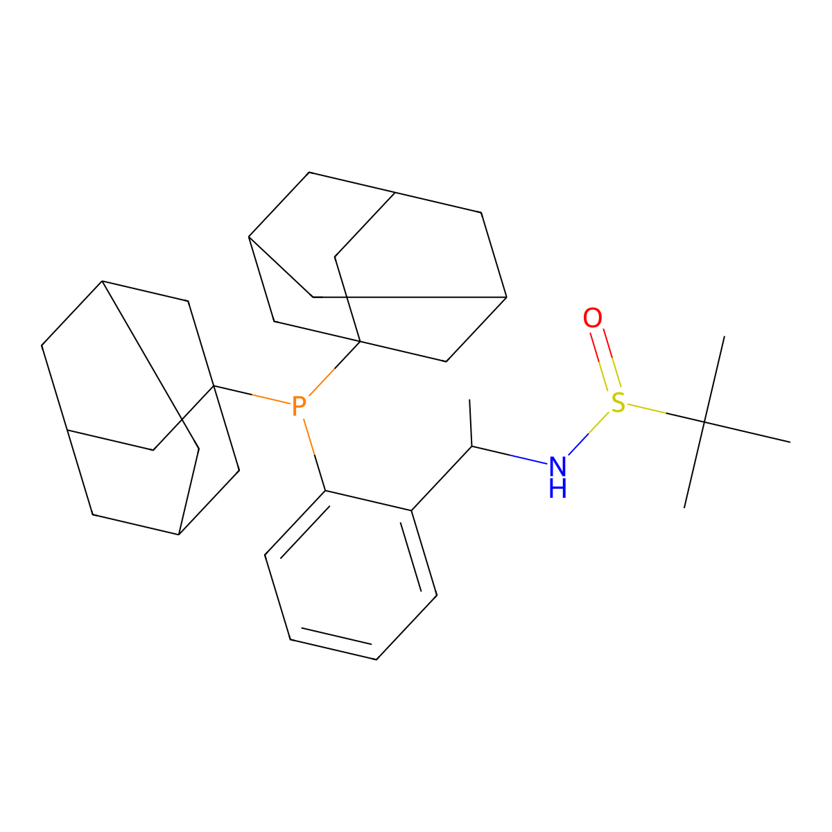 (R)-N-((S)-1-(2-(Di(adamantan-1-yl)phosphanyl)phenyl)ethyl)-2-methylpropane-2-sulfinamide molecular structure, CAS 1929530-56-2