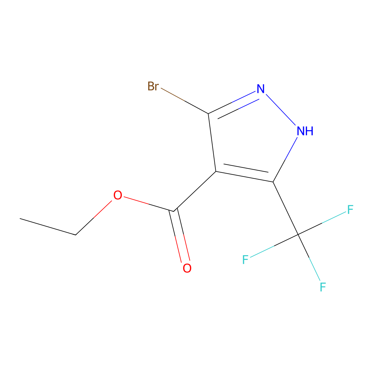 ethyl 3-bromo-5-(trifluoromethyl)-1H-pyrazole-4-carboxylate molecular structure, CAS 1929549-09-6