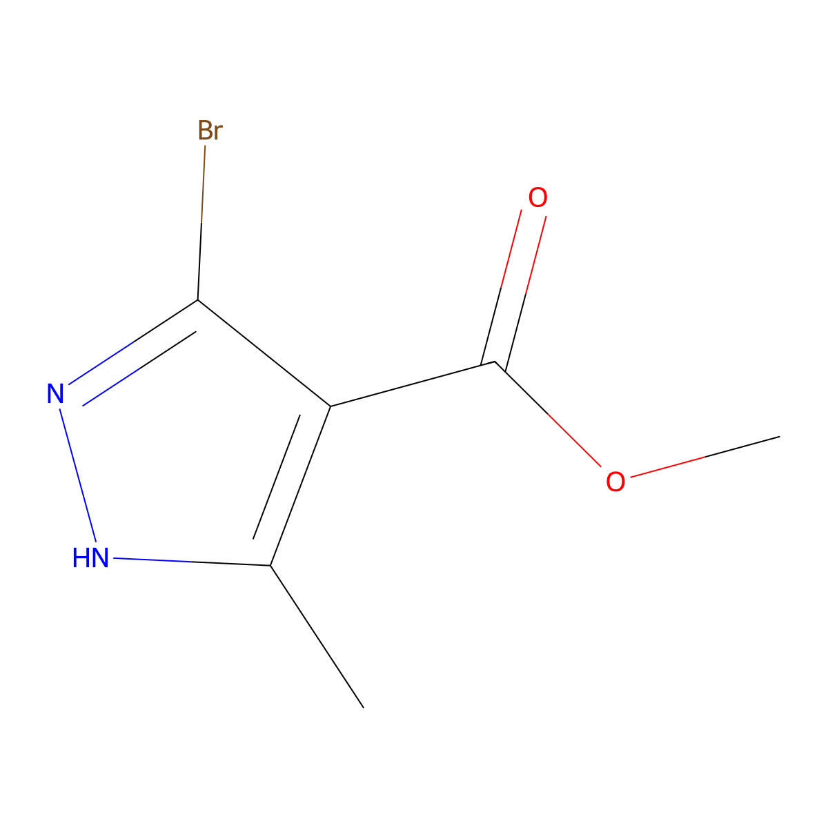 methyl 3-bromo-5-methyl-1H-pyrazole-4-carboxylate molecular structure, CAS 1929549-19-8