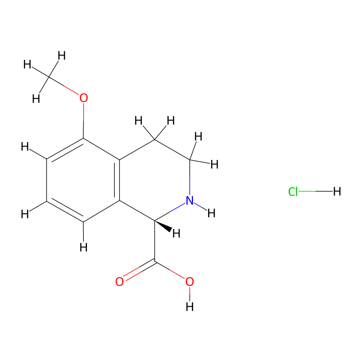 (1S)-5-methoxy-1,2,3,4-tetrahydroisoquinoline-1-carboxylic acid hydrochloride molecular structure, CAS 1929582-61-5