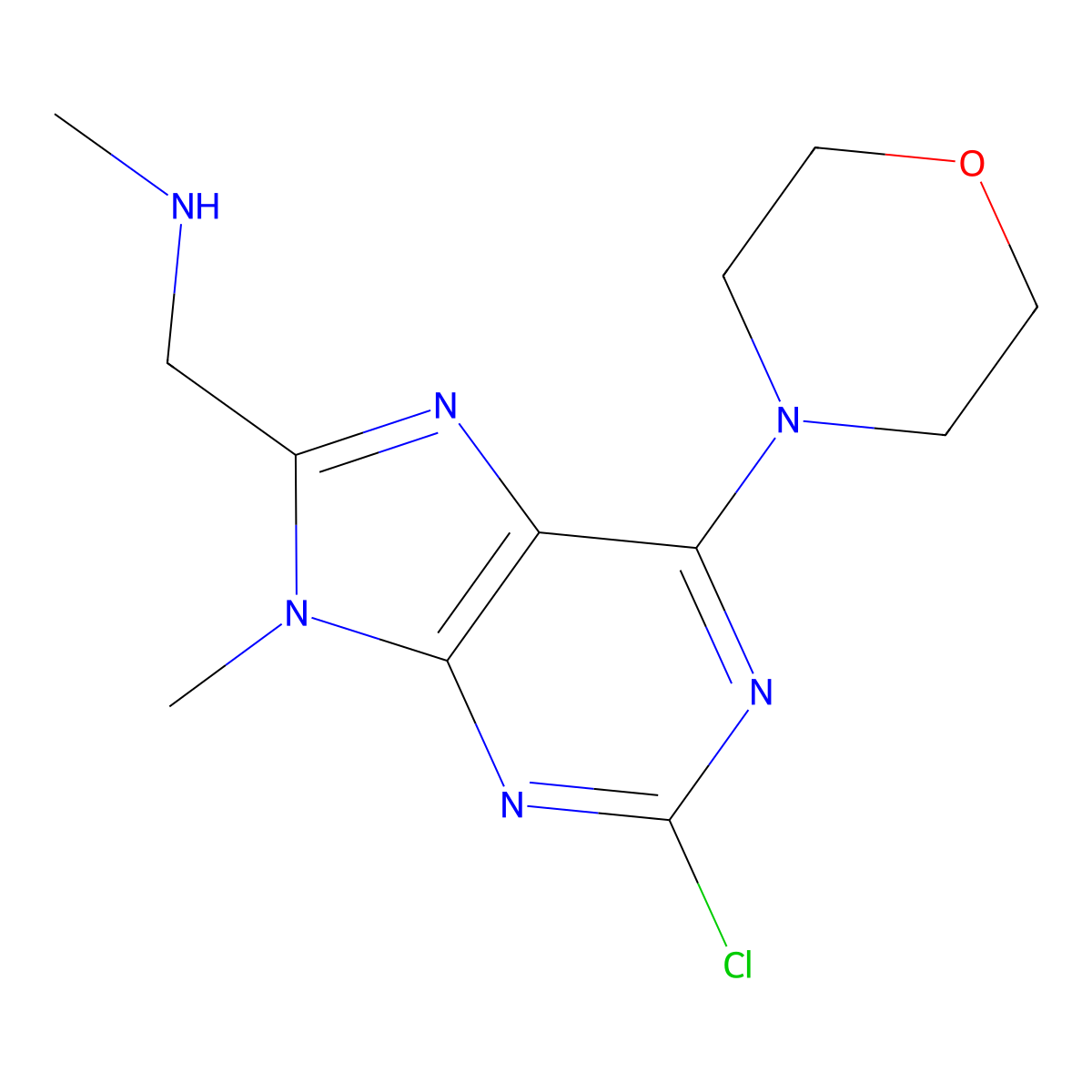 (2-Chloro-9-methyl-6-morpholino-9H-purin-8-YL)-N-methylmethanamine molecular structure, CAS 1929582-97-7