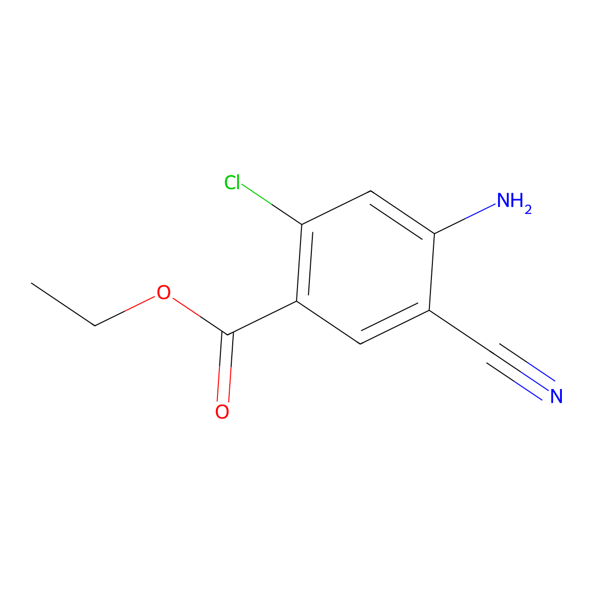 Ethyl 4-amino-2-chloro-5-cyanobenzoate molecular structure, CAS 1929604-28-3