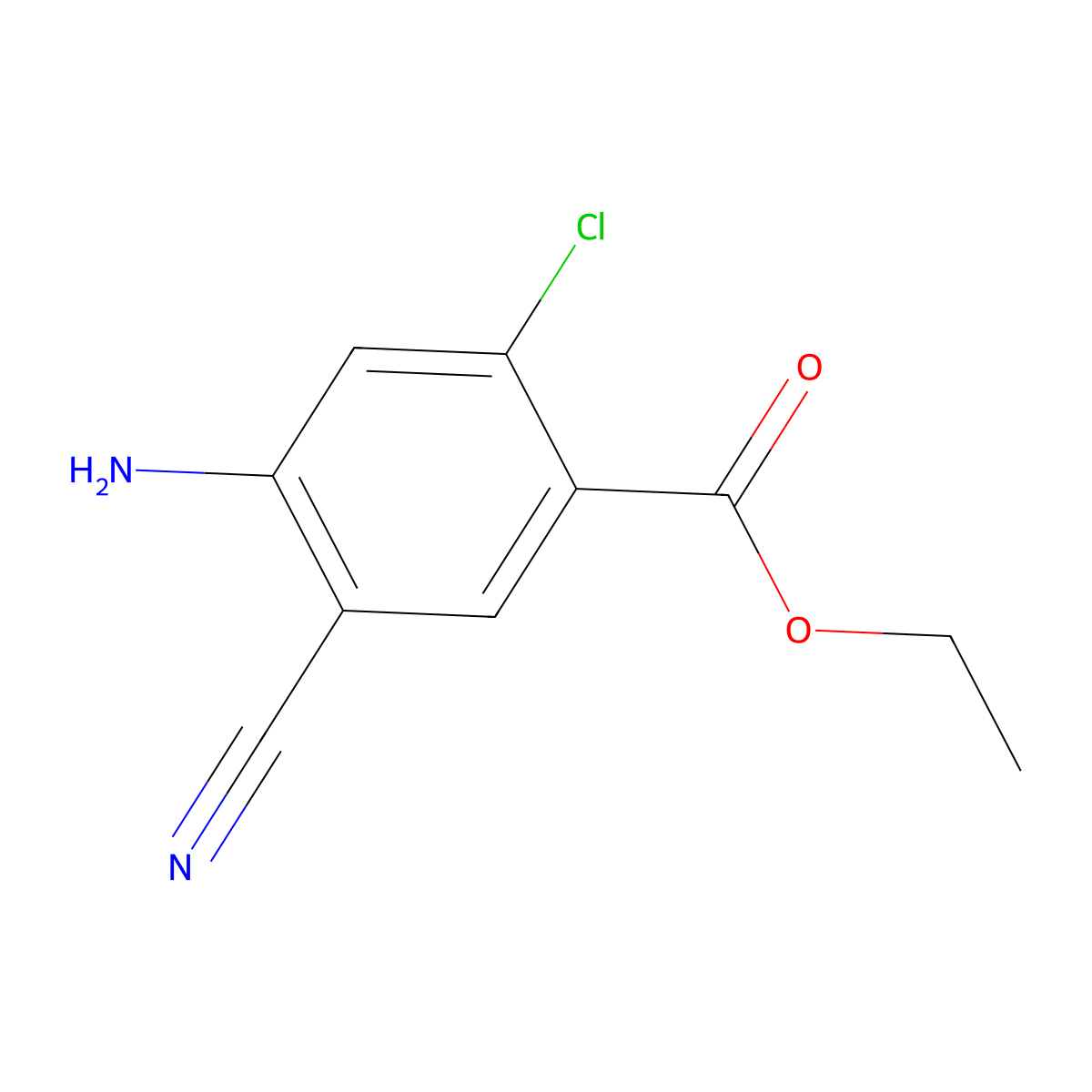 Ethyl 4-amino-2-chloro-5-cyanobenzoate molecular structure, CAS 1929604-28-3