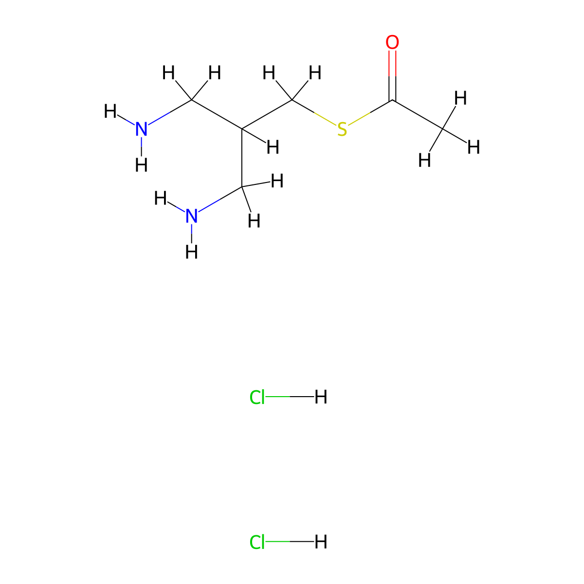 1-{[3-Amino-2-(aminomethyl)propyl]sulfanyl}ethan-1-one dihydrochloride molecular structure, CAS 1929606-75-6