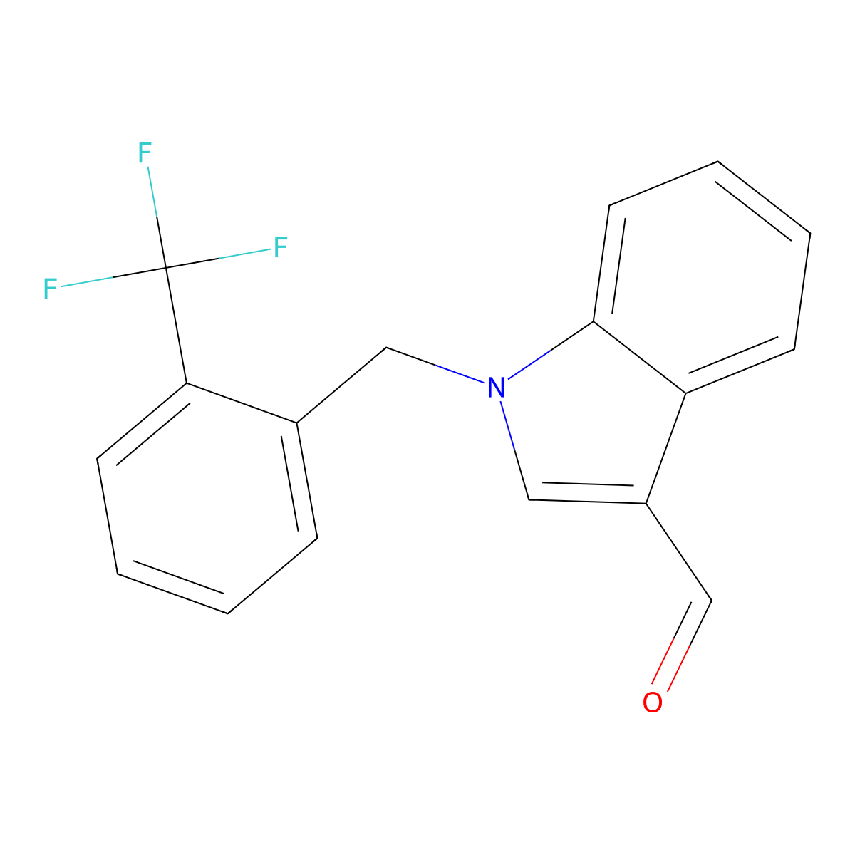 1-[2-(trifluoromethyl)benzyl]-1H-indole-3-carbaldehyde molecular structure, CAS 192997-18-5
