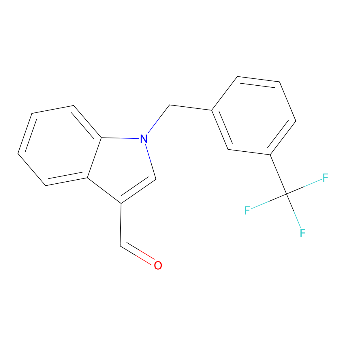 1-[3-(trifluoromethyl)benzyl]-1H-indole-3-carbaldehyde molecular structure, CAS 192997-22-1
