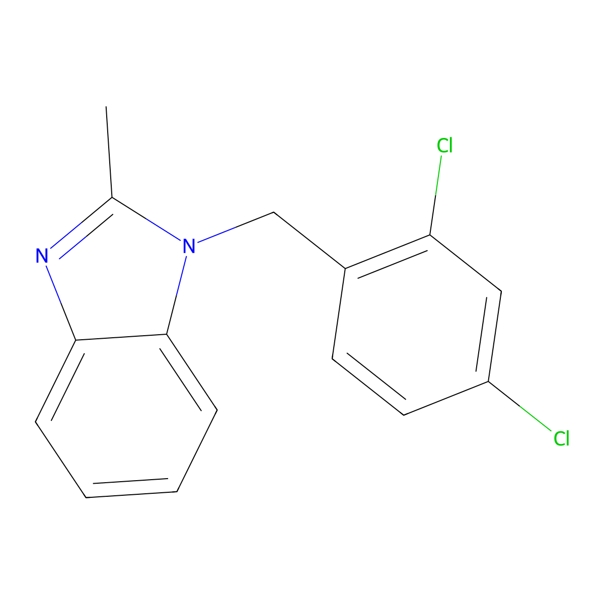 1-[(2,4-dichlorophenyl)methyl]-2-methyl-1H-1,3-benzodiazole molecular structure, CAS 193013-85-3