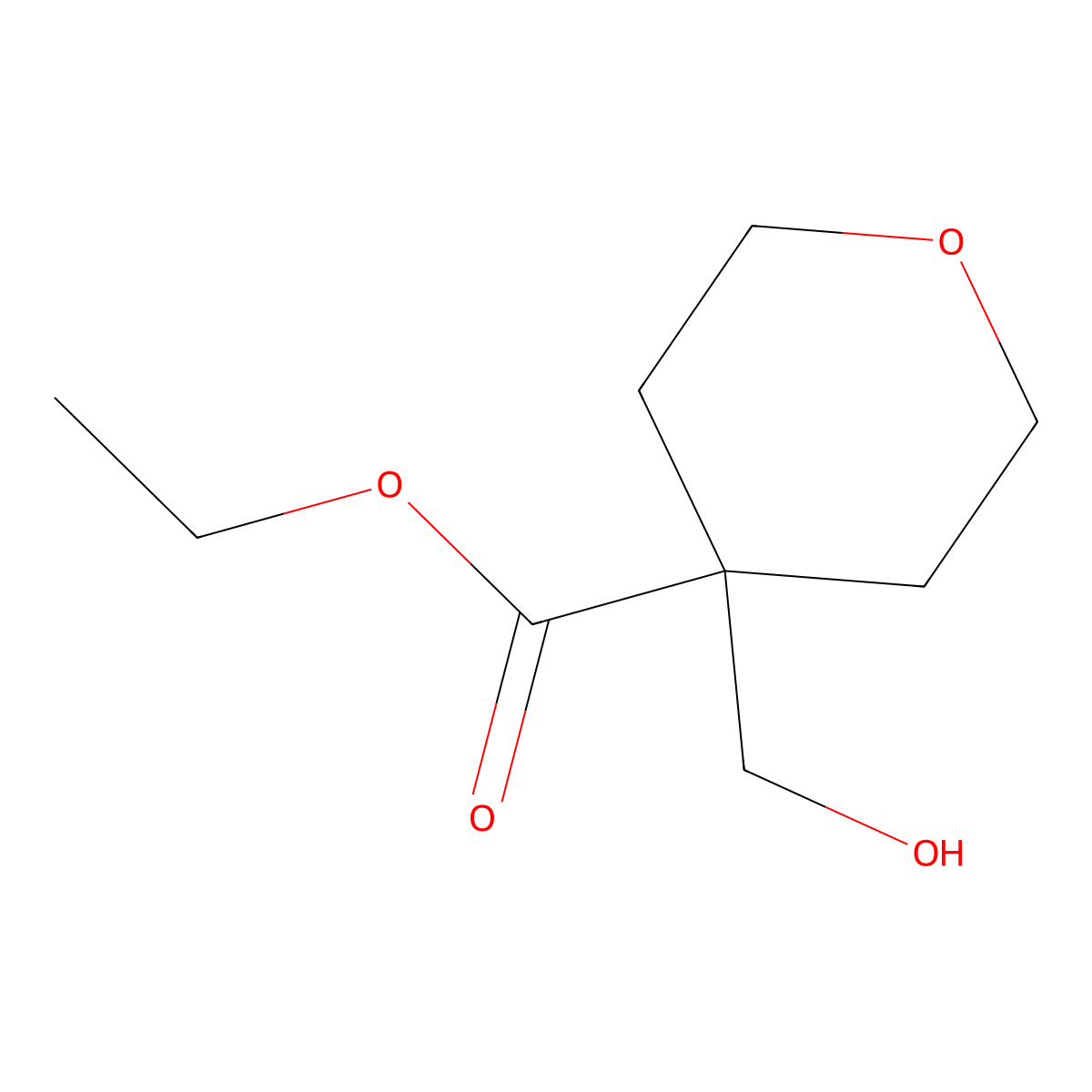 Ethyl 4-(hydroxymethyl)oxane-4-carboxylate molecular structure, CAS 193022-97-8