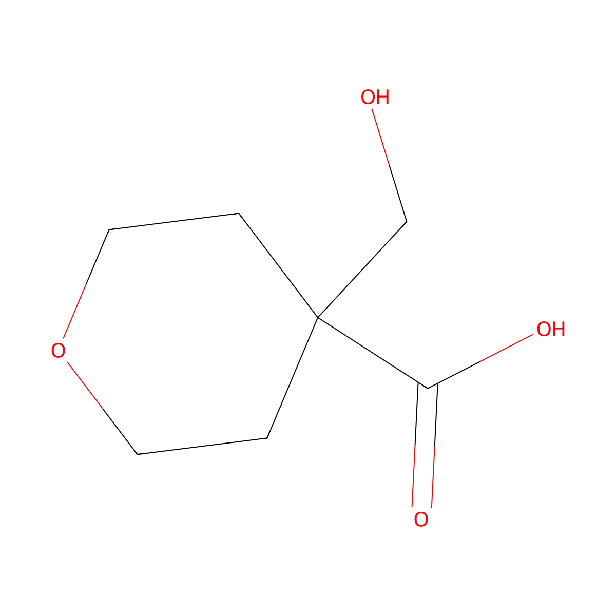 4-(Hydroxymethyl)oxane-4-carboxylic acid molecular structure, CAS 193022-99-0