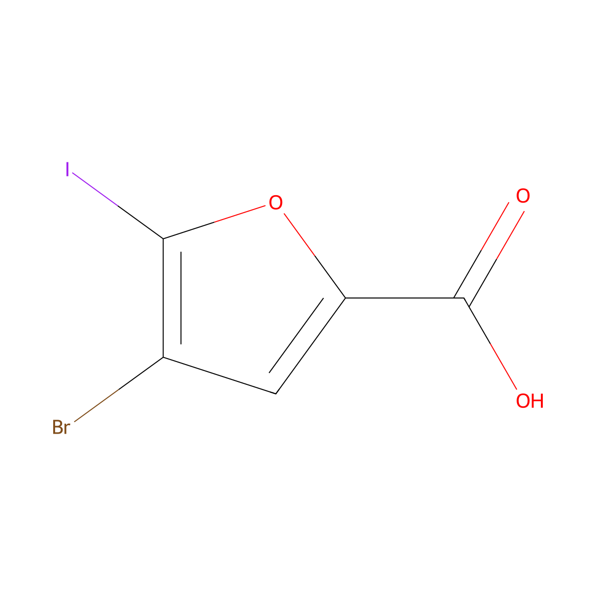4-Bromo-5-iodofuran-2-carboxylic acid molecular structure, CAS 19303-42-5