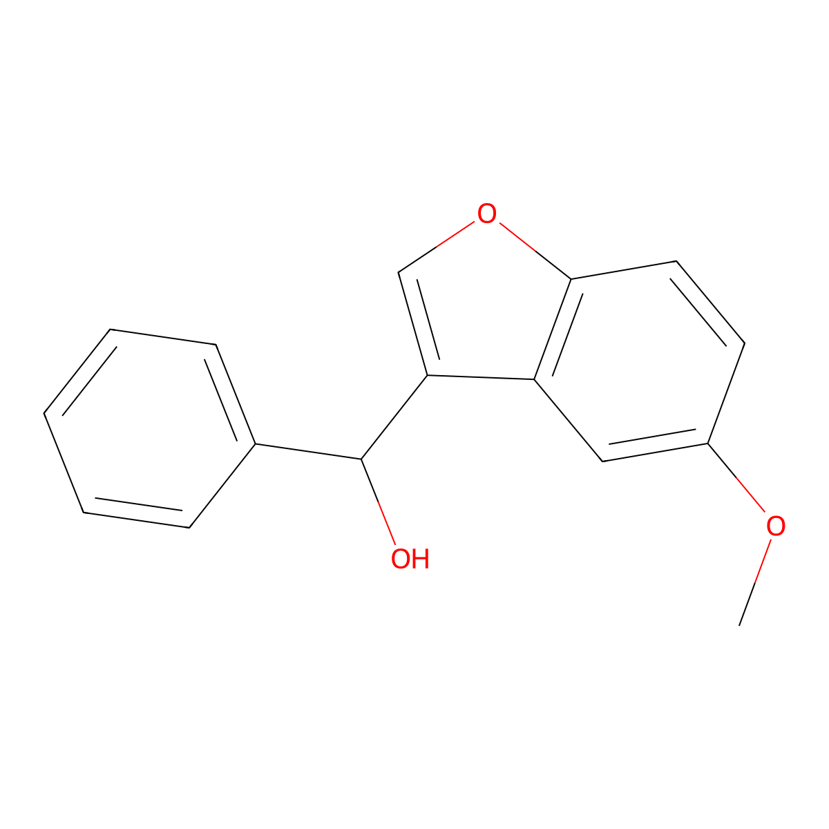(5-Methoxy-1-benzofuran-3-yl)(phenyl)methanol molecular structure, CAS 19303-54-9