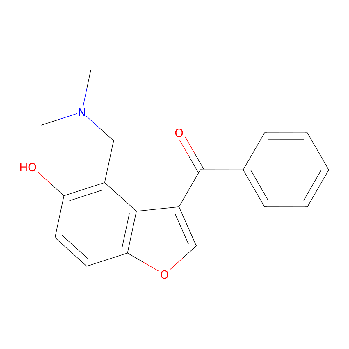 {4-[(Dimethylamino)methyl]-5-hydroxy-1-benzofuran-3-yl}(phenyl)methanone molecular structure, CAS 19303-58-3