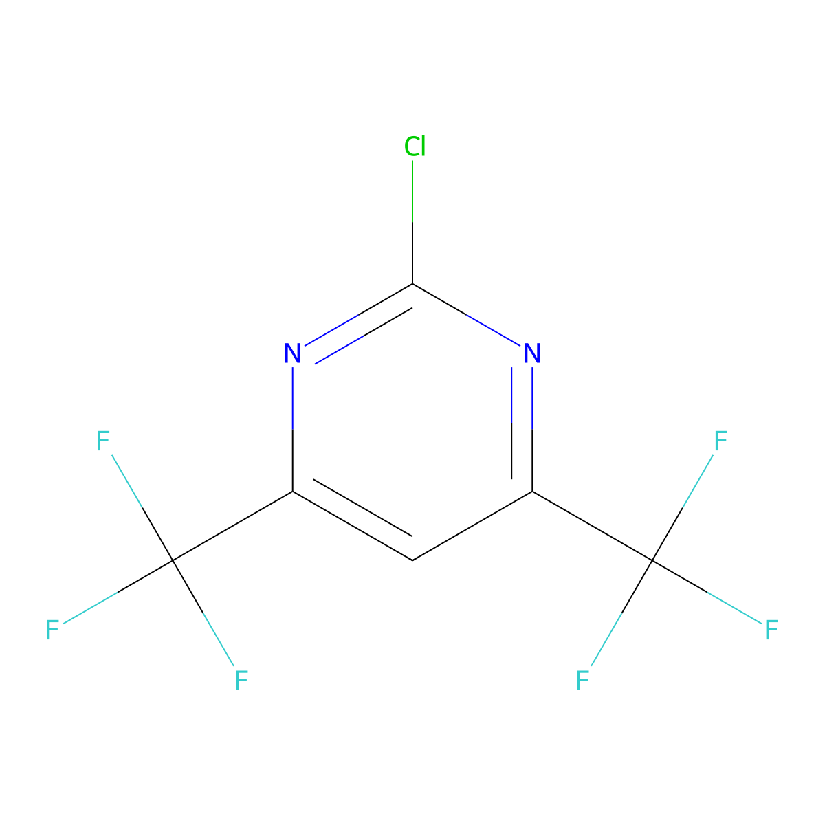 2-Chloro-4,6-bis(trifluoromethyl)pyrimidine molecular structure, CAS 193068-50-7