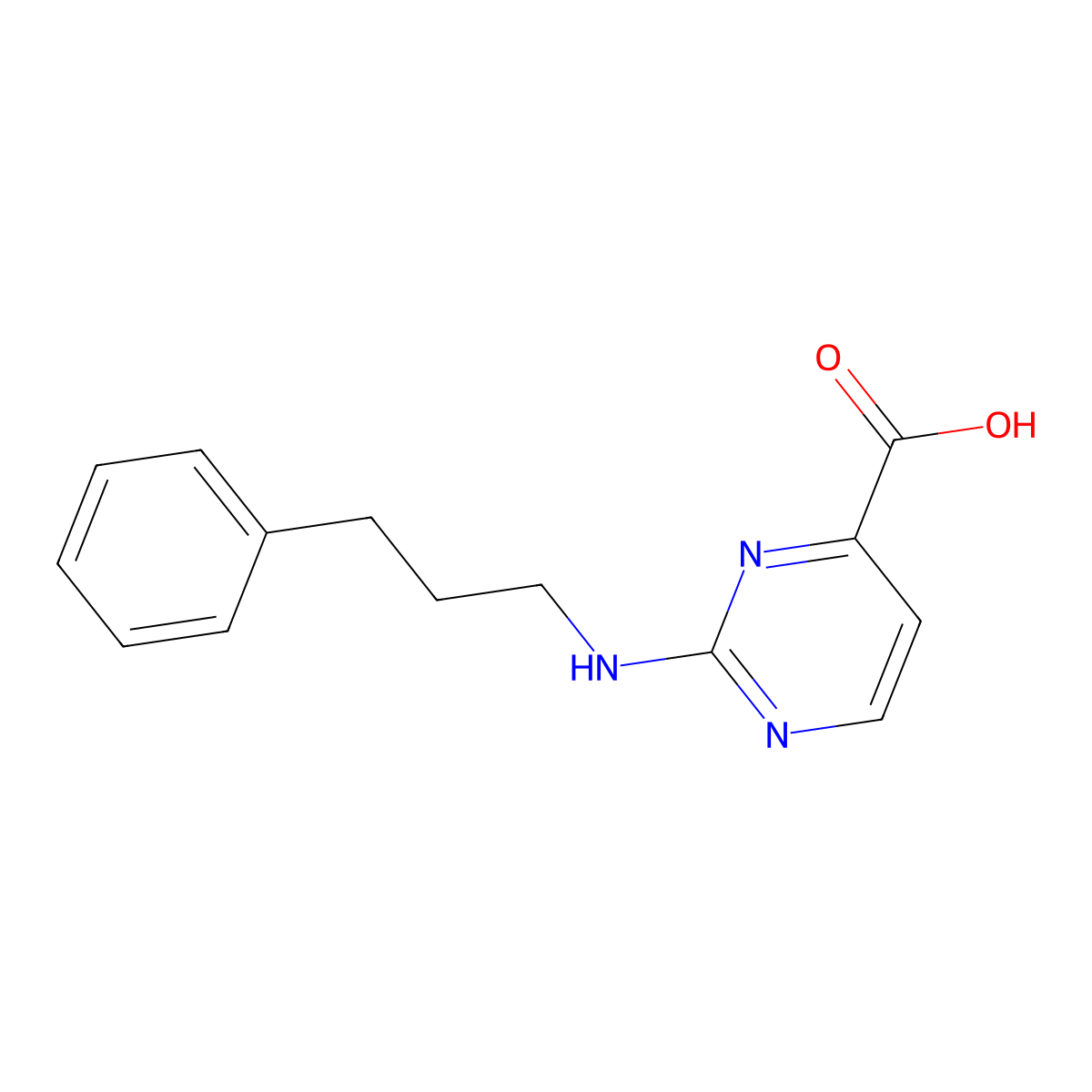 2-[(3-Phenylpropyl)amino]pyrimidine-4-carboxylic acid molecular structure, CAS 1930728-48-5