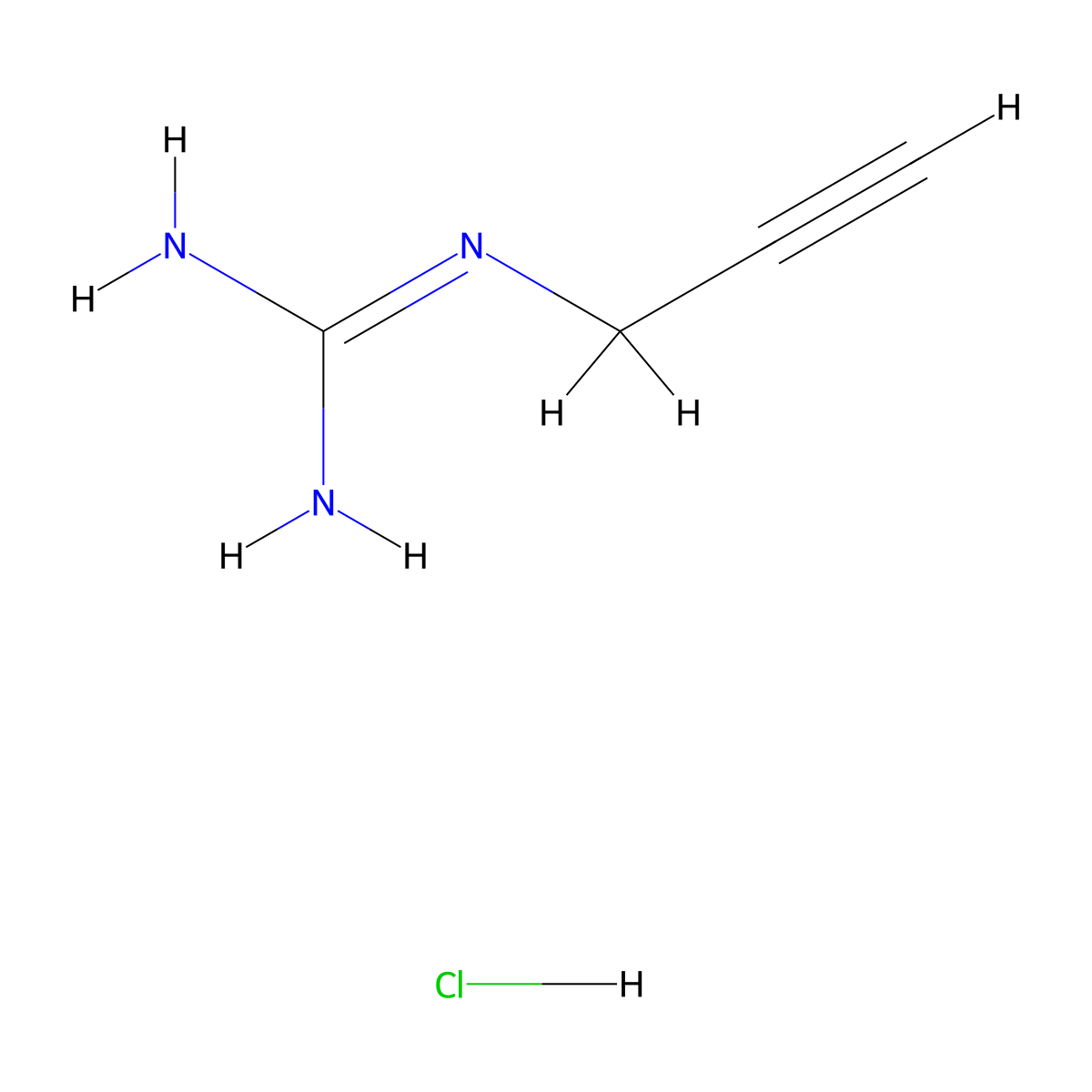 N-(prop-2-yn-1-yl)guanidine hydrochloride molecular structure, CAS 193074-89-4