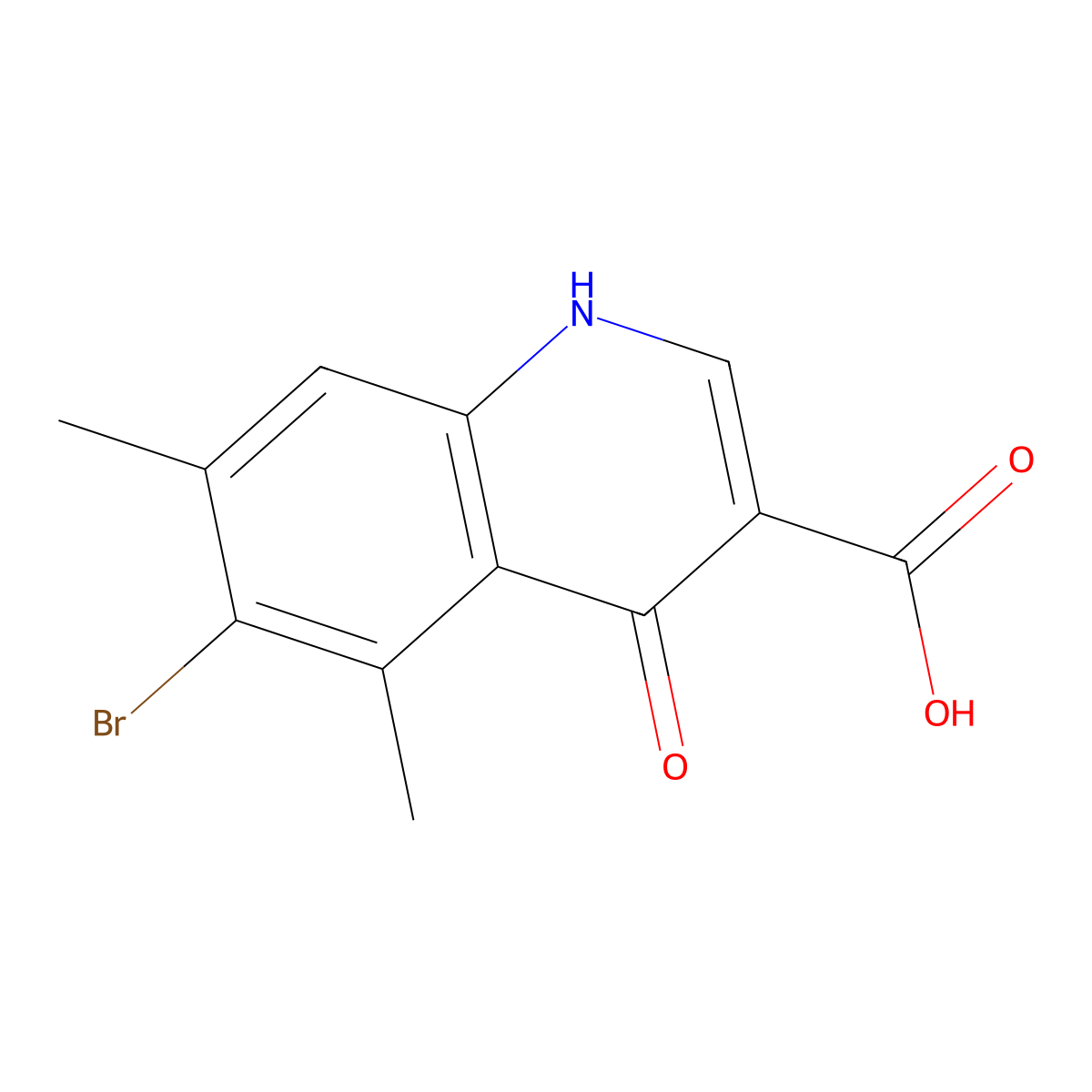 6-Bromo-5,7-dimethyl-4-oxo-1,4-dihydroquinoline-3-carboxylic acid molecular structure, CAS 1930754-85-0