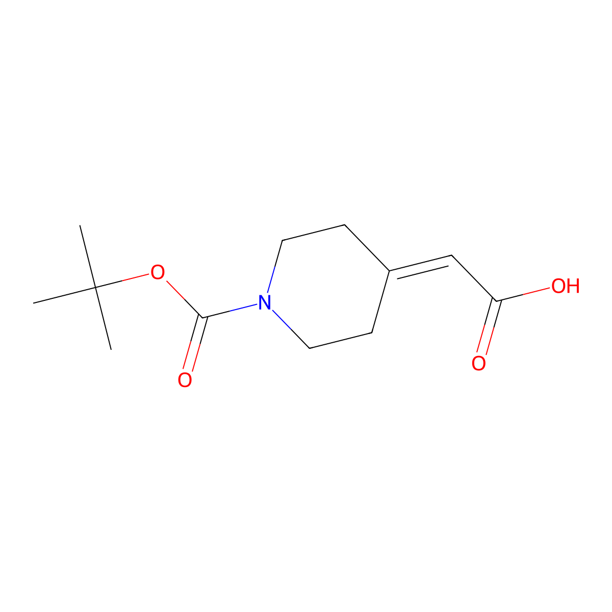 (1-Boc-4-piperidinylidene)acetic acid molecular structure, CAS 193085-24-4