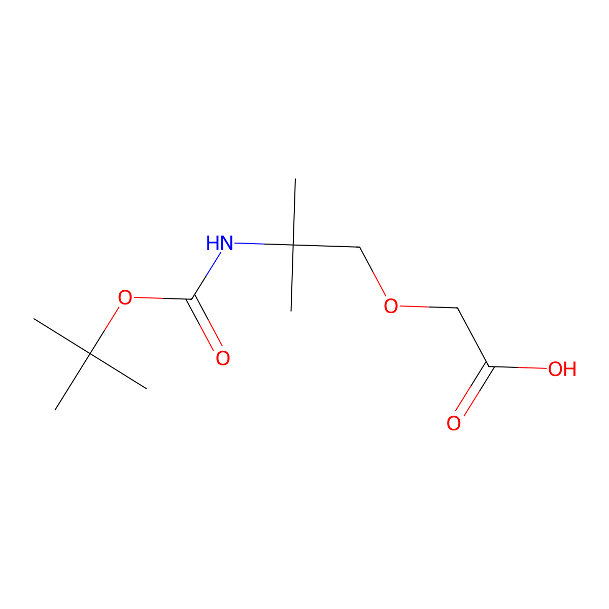 (2-Bocamino-2-methyl-propoxy)-acetic acid molecular structure, CAS 193085-32-4