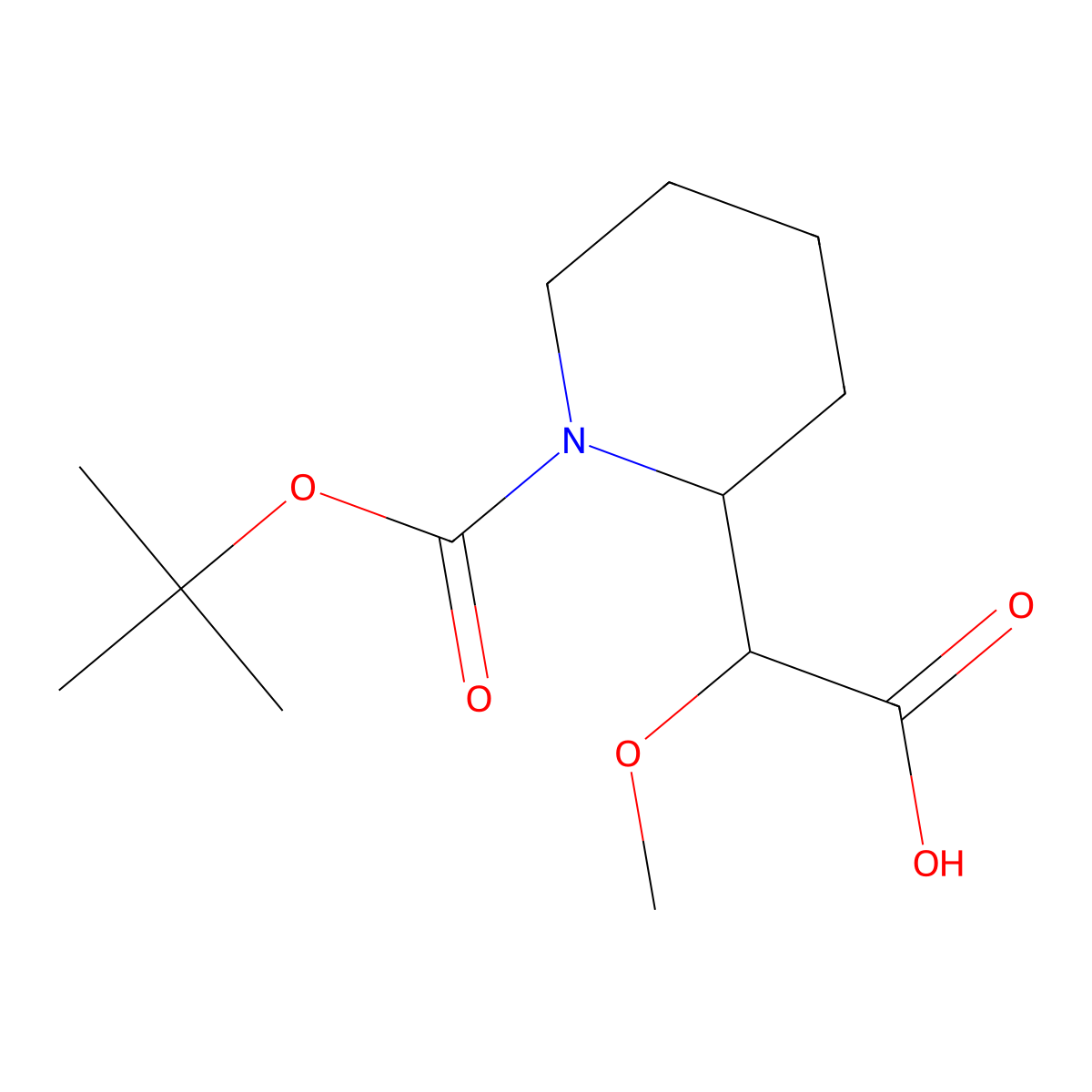 2-(1-(tert-Butoxycarbonyl)piperidin-2-yl)-2-methoxyacetic acid molecular structure, CAS 193086-00-9