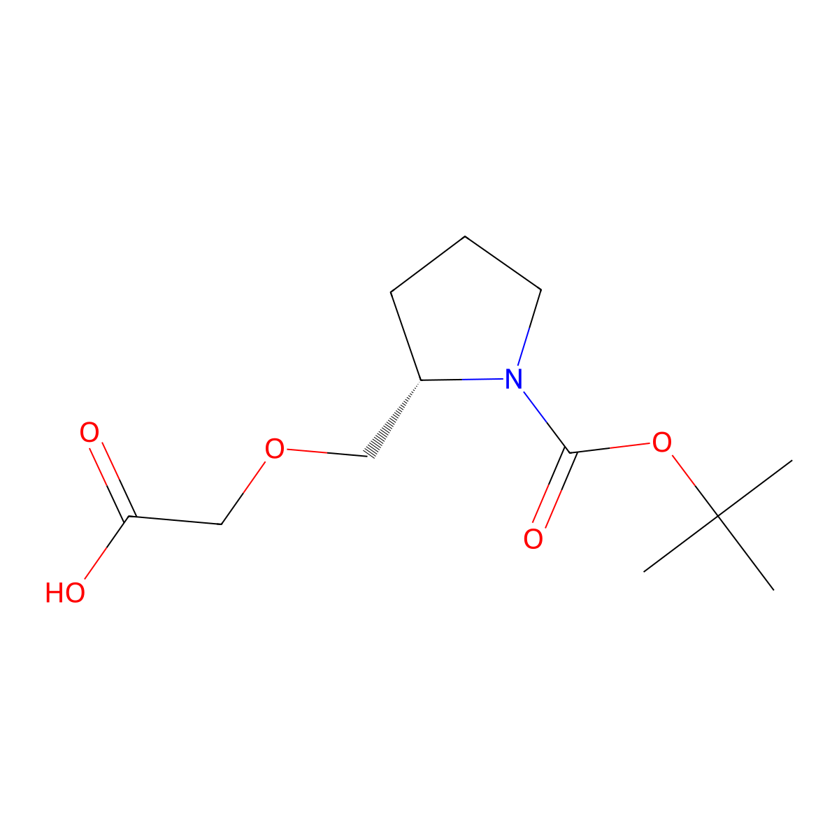 (S)-2-Carboxymethoxymethyl-pyrrolidine-1-carboxylic acid tert-butyl ester molecular structure, CAS 193086-18-9