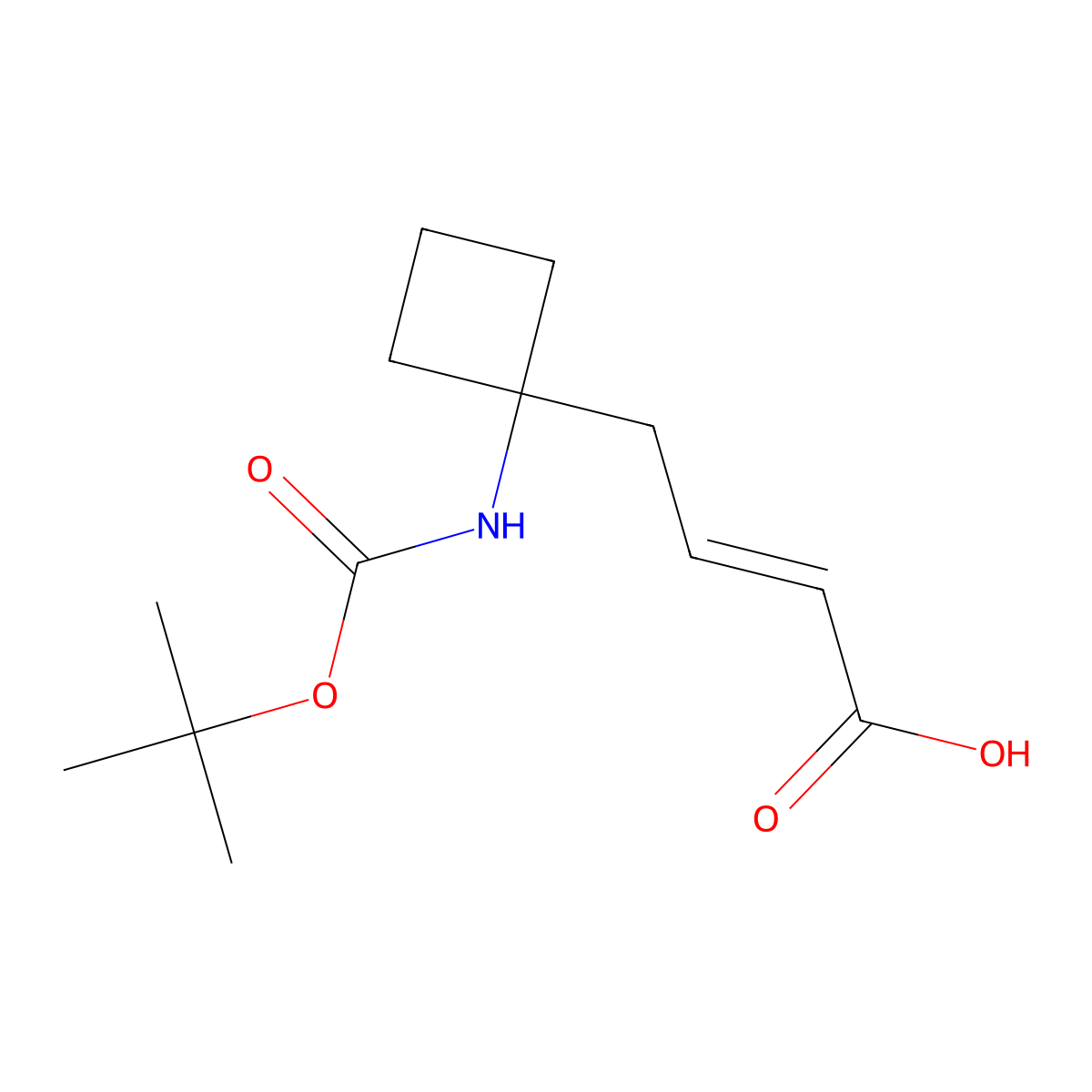 (2E)-4-(1-{[(tert-butoxy)carbonyl]amino}cyclobutyl)but-2-enoicacid molecular structure, CAS 193086-65-6