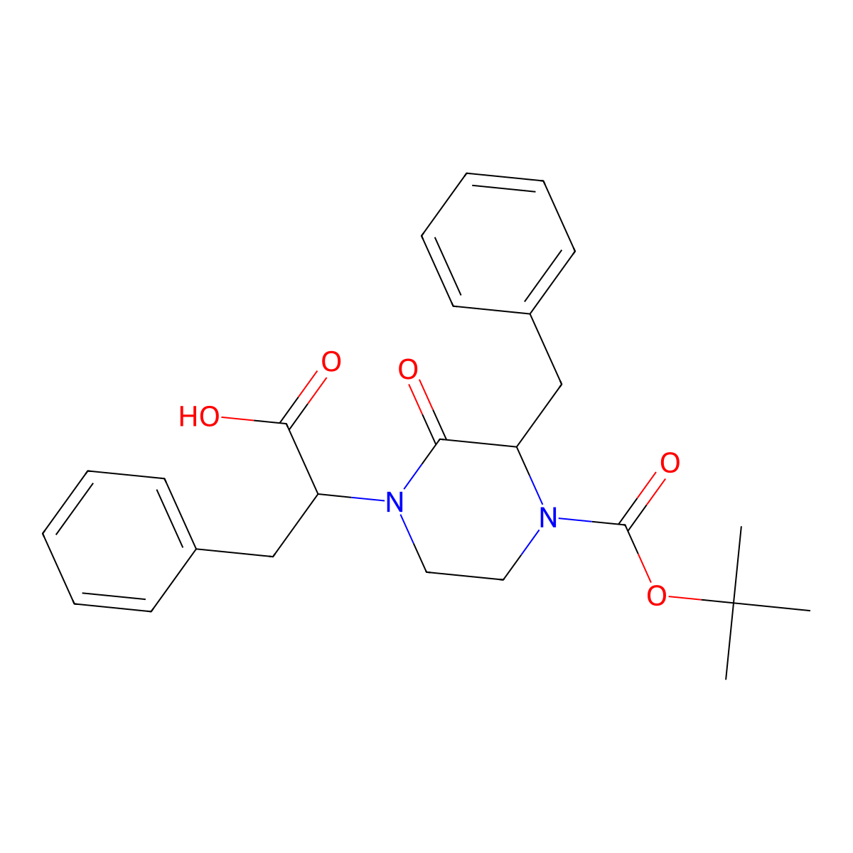 (S)-2-((S)-3-Benzyl-4-(tert-butoxycarbonyl)-2-oxopiperazin-1-yl)-3-phenylpropanoic acid molecular structure, CAS 193091-13-3