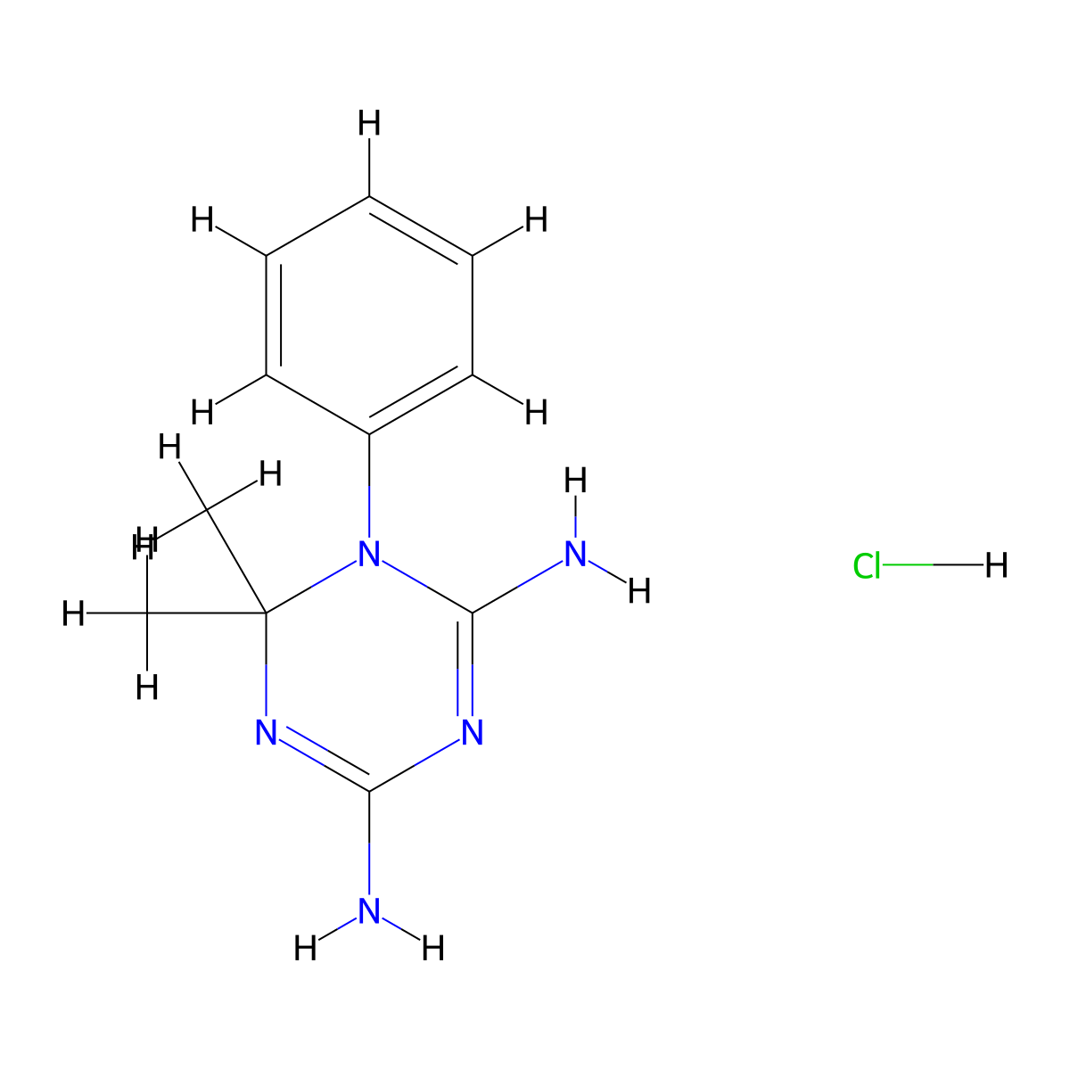 6,6-Dimethyl-1-phenyl-1,6-dihydro-1,3,5-triazine-2,4-diamine hydrochloride molecular structure, CAS 1931-17-5