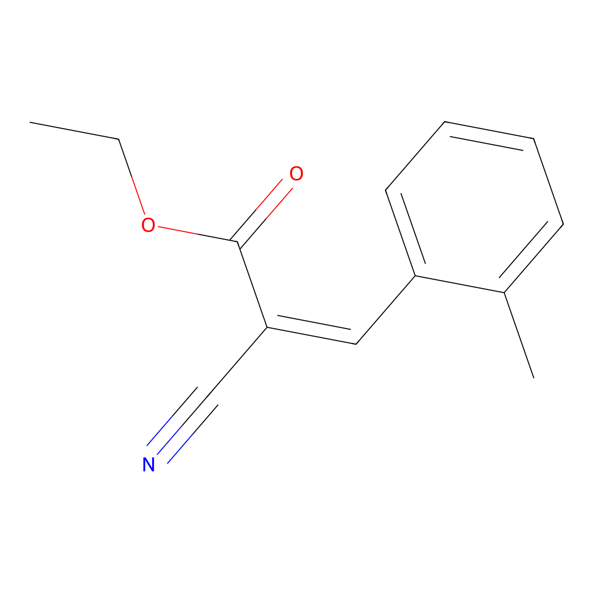 Ethyl 2-cyano-3-(2-methylphenyl)prop-2-enoate molecular structure, CAS 19310-51-1