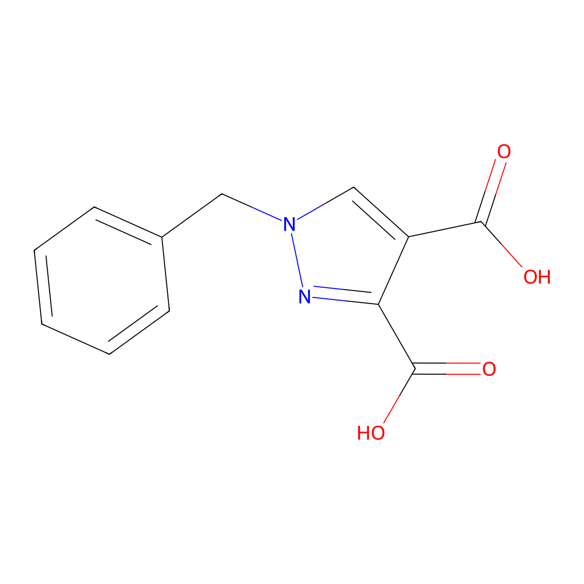 1-benzyl-1H-pyrazole-3,4-dicarboxylic acid molecular structure, CAS 19311-81-0