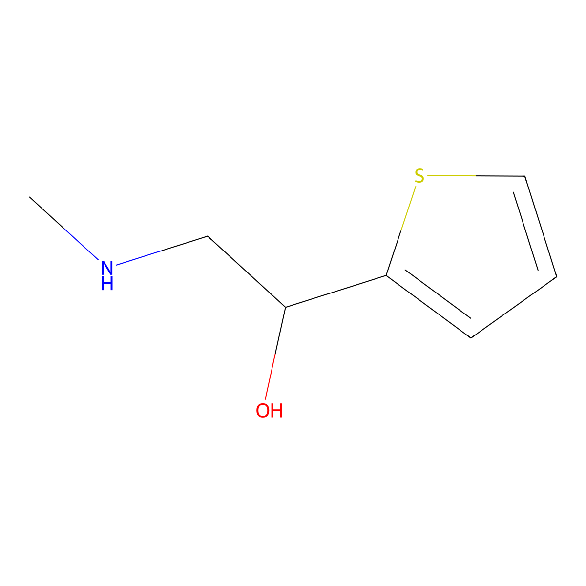 alpha-((Methylamino)methyl)-2-thiophenemethanol molecular structure, CAS 19313-32-7