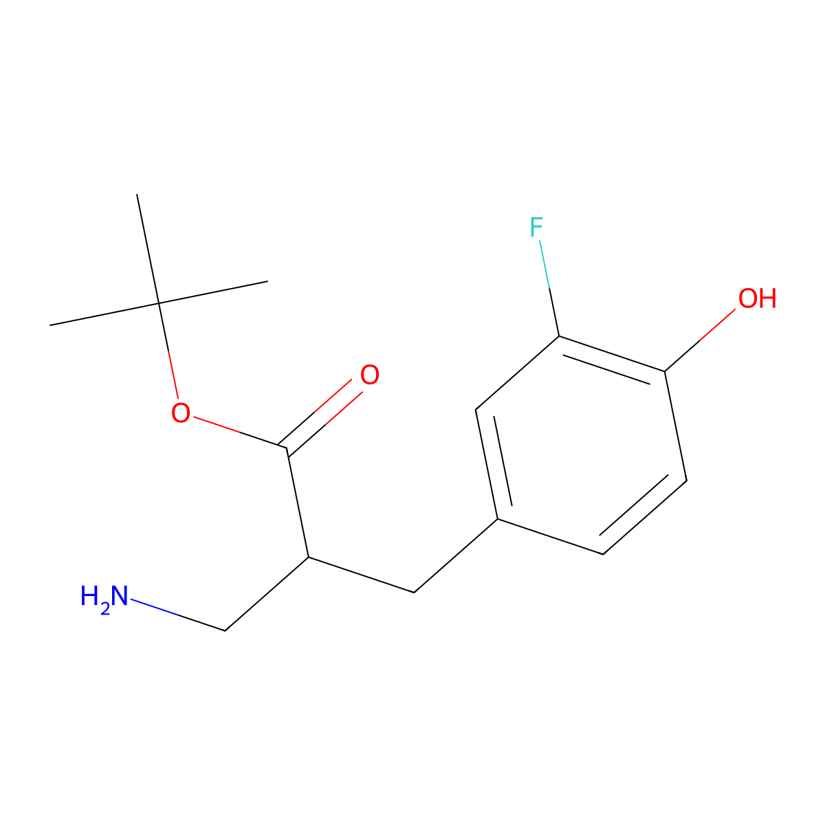 Tert-butyl 3-amino-2-[(3-fluoro-4-hydroxyphenyl)methyl]propanoate molecular structure, CAS 1931390-14-5