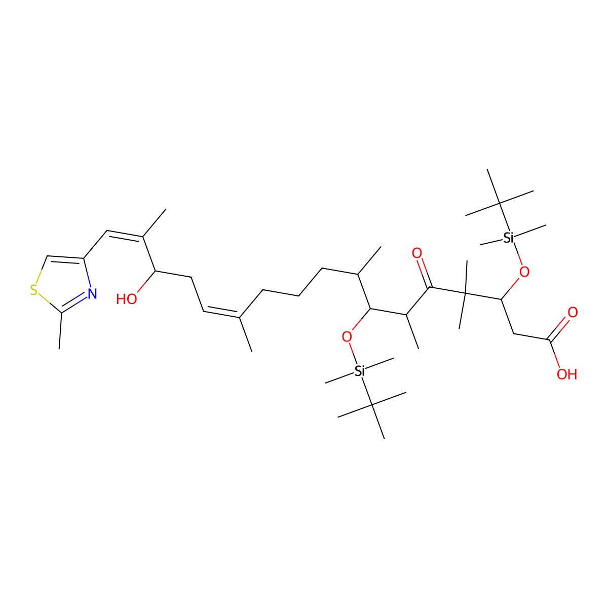 (3S,6R,7S,15S)-3,7-bis[[tert-butyl(dimethyl)silyl]oxy]-15-hydroxy-4,4,6,8,12,16-hexamethyl-17-(2-methyl-1,3-thiazol-4-yl)-5-oxoheptadeca-12,16-dienoic acid molecular structure, CAS 193146-26-8