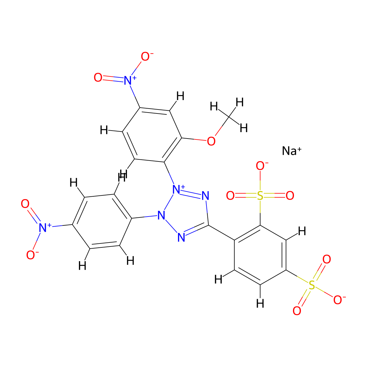 Sodium 4-(3-(2-methoxy-4-nitrophenyl)-2-(4-nitrophenyl)-2H-tetrazol-3-ium-5-yl)benzene-1,3-disulfonate molecular structure, CAS 193149-74-5