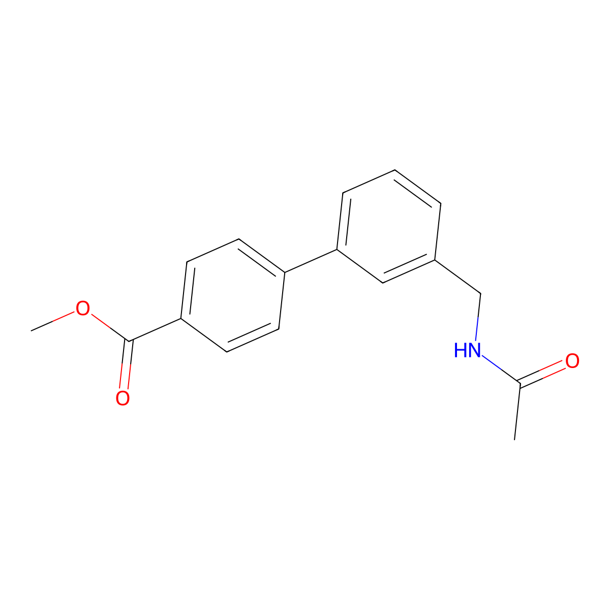 Methyl 3'-(acetamidomethyl)[1,1'-biphenyl]-4-carboxylate molecular structure, CAS 193151-92-7