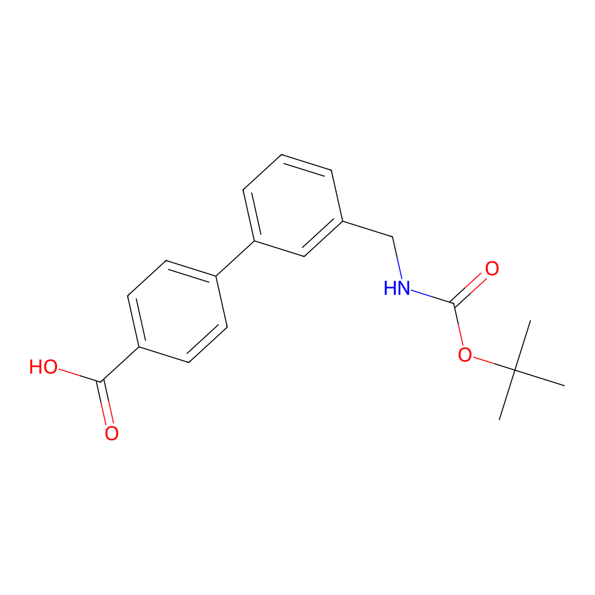 3'-(((Tert-butoxycarbonyl)amino)methyl)-[1,1'-biphenyl]-4-carboxylic acid molecular structure, CAS 193151-98-3