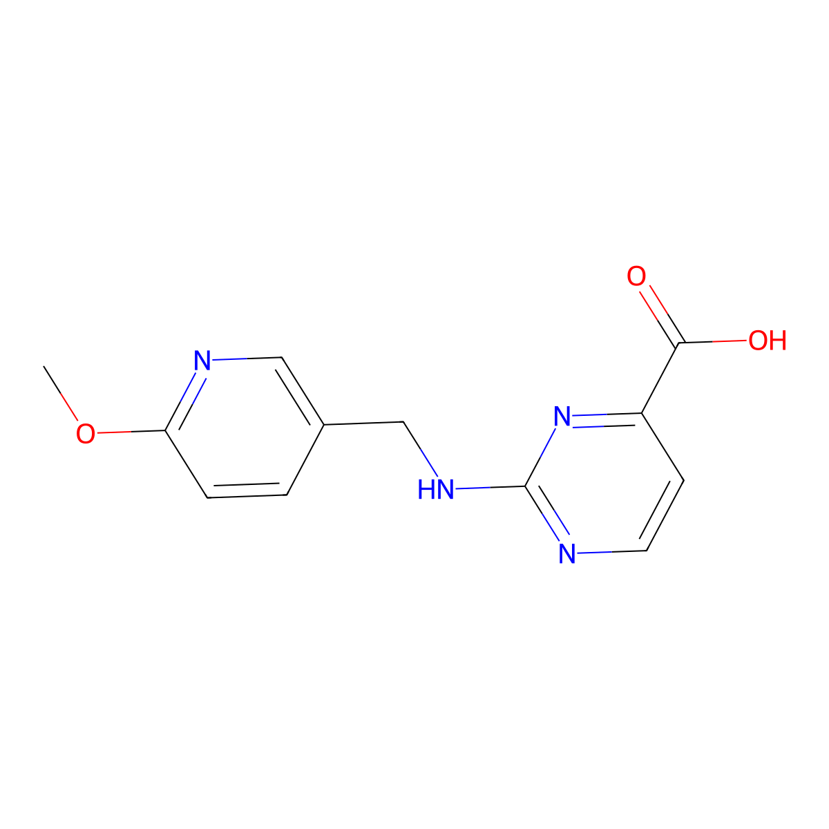 2-{[(6-Methoxypyridin-3-yl)methyl]amino}pyrimidine-4-carboxylic acid molecular structure, CAS 1931525-54-0