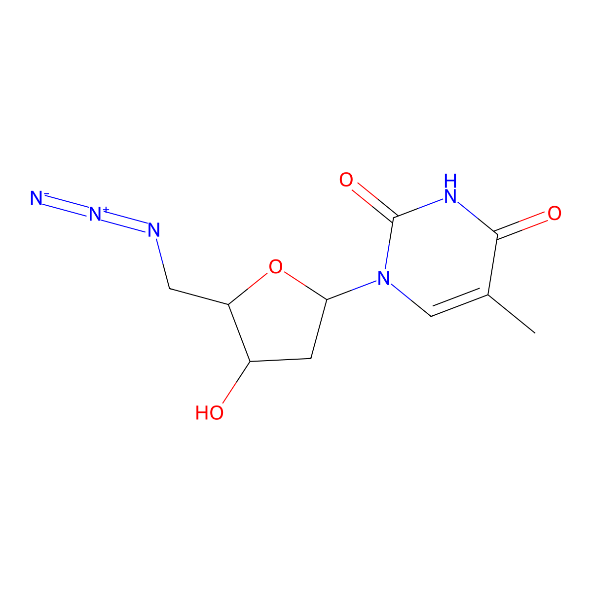 Thymidine, 5'-azido-5'-deoxy- molecular structure, CAS 19316-85-9